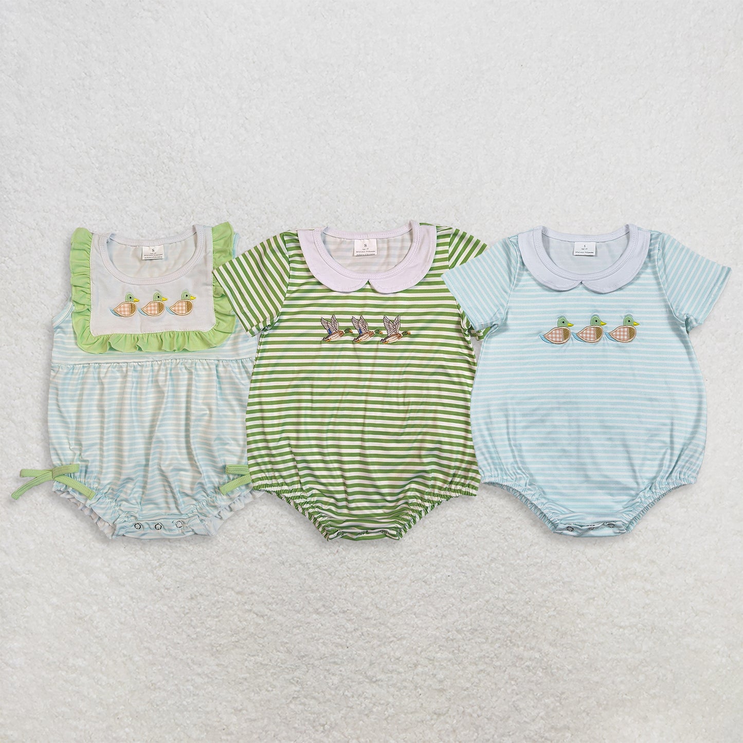 RTS Sibling Sleeveless duck embroidery baby girl summer romper