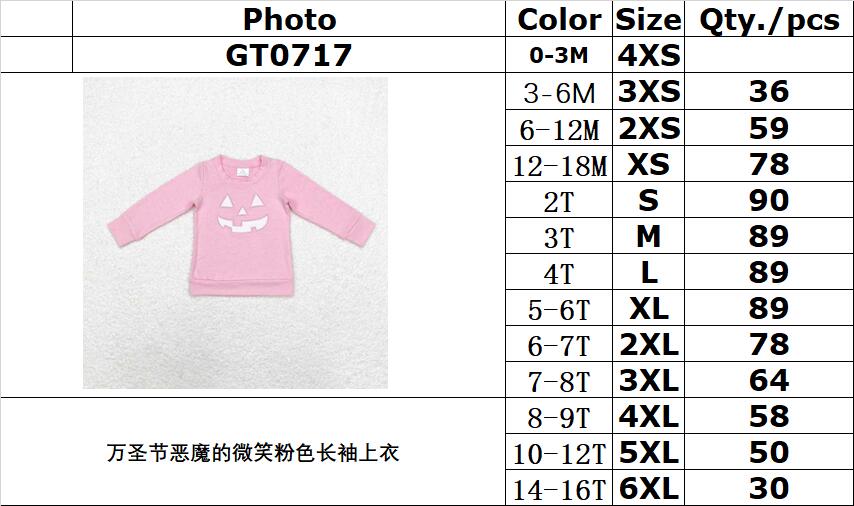 RTS no moq  GT0717 Baby girls autumn clothes long sleeves top kids