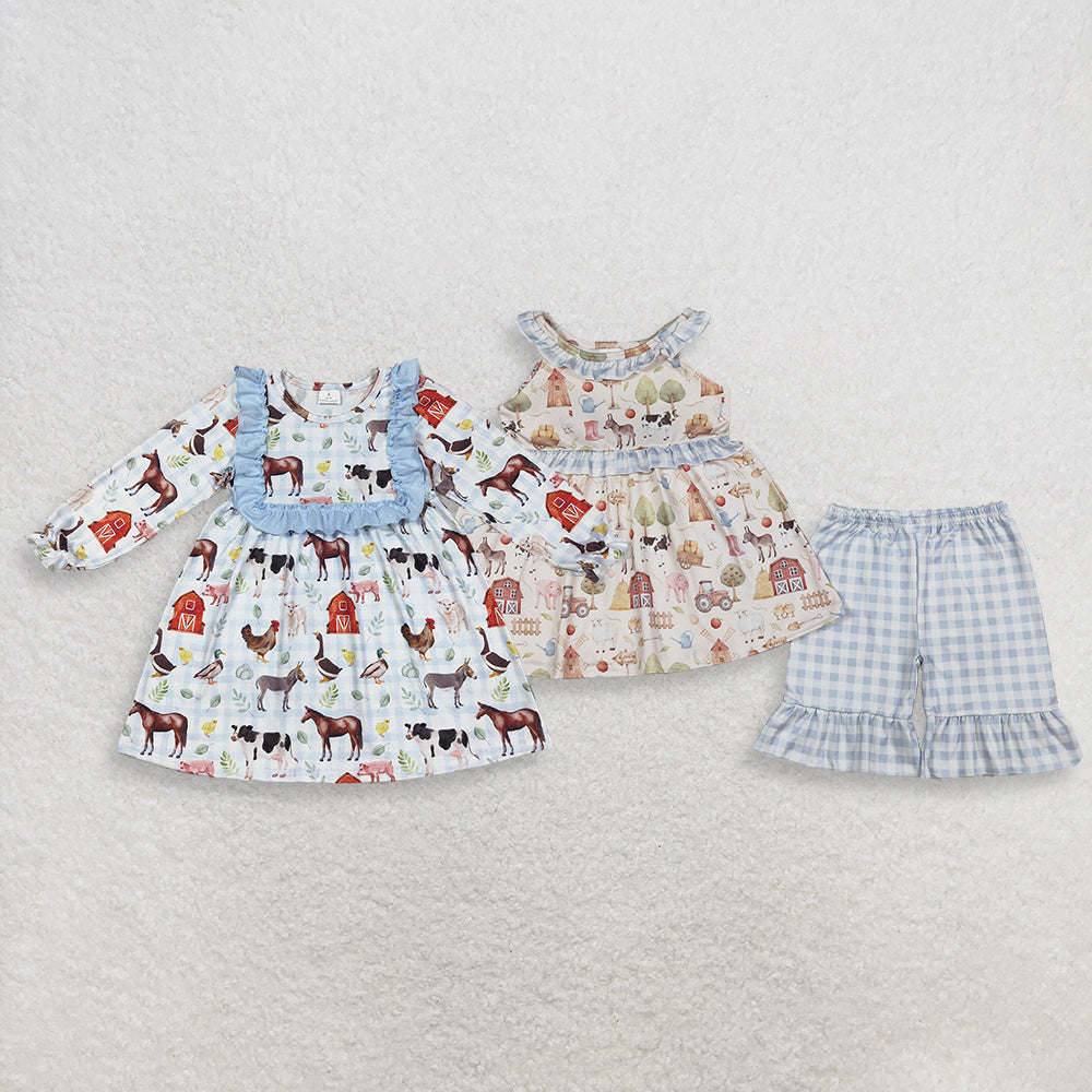 4.7 RTS Sibling Sleeveless farm ruffle tunic plaid shorts girls summer outfits and dresses
