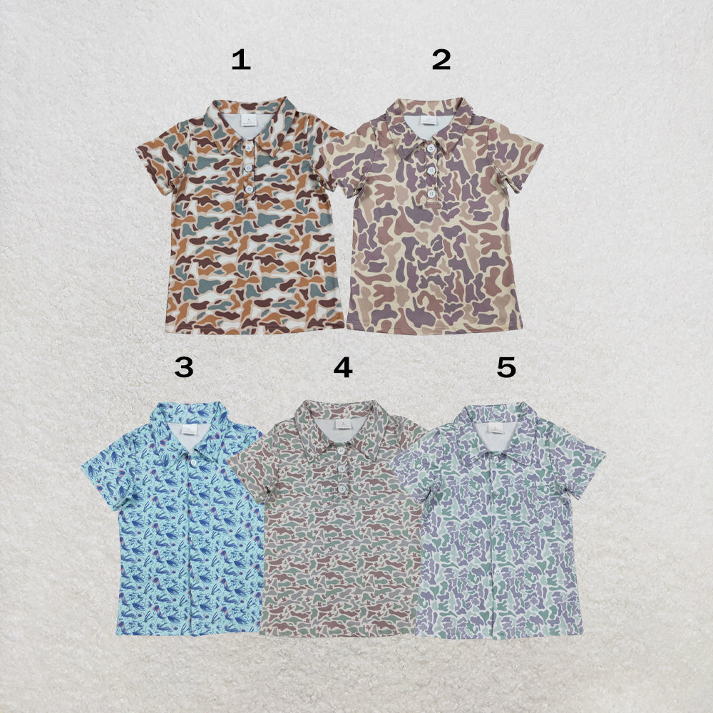RTS Sibling Baby Boys Short Sleeve Southern Hunting Camo Button Polo Shirts Top