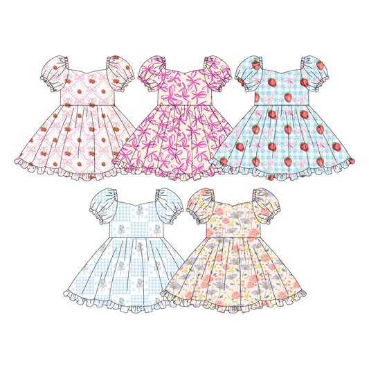 CUSTOM MOQ 5 Sibling Baby Girls Summer Dres short sleeve kids girls Summer dresses