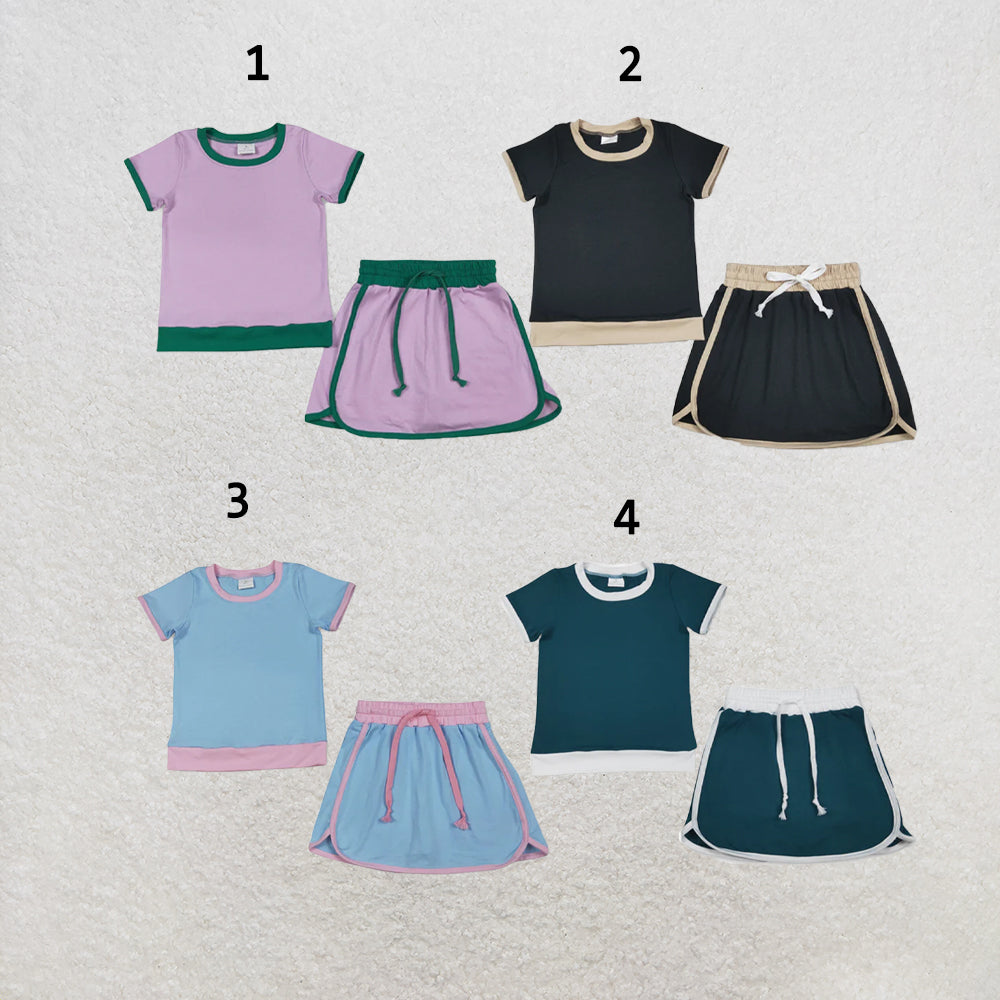 RTS Sibling Baby Girls Short Sleeve Shirts Top Skirt Short Cotton Clothes Sets