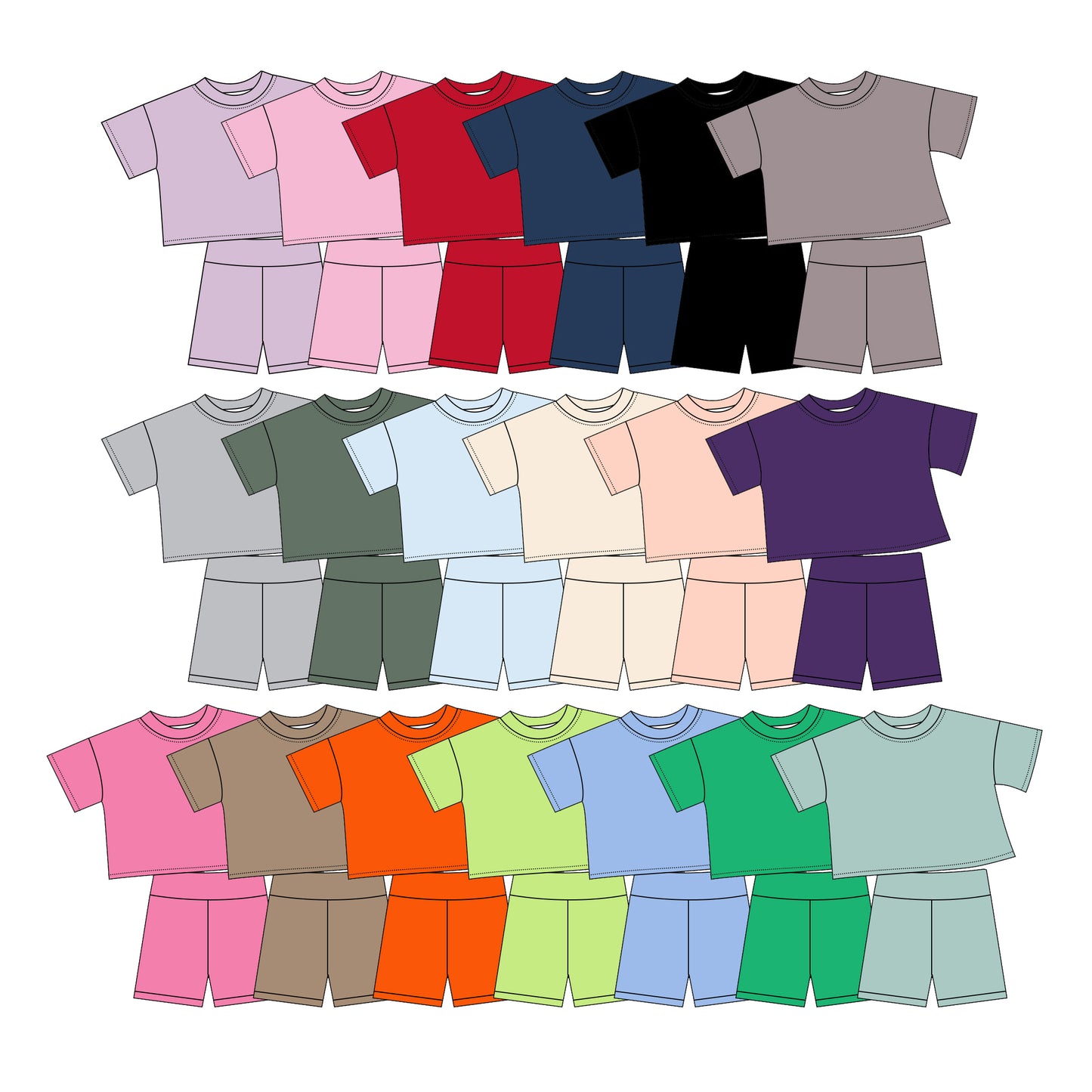 5.6 Pre order No Moq Baby Girls Cute Solid Color Short Sleeve Shorts Summer Outfit