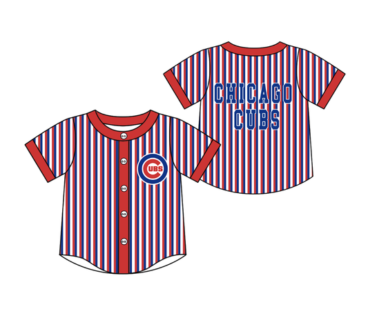 CUSTOM MOQ 5 Cute Kids Clothing Baby Kids Red Blue Stripe Short Sleeve Team T-shirts Top