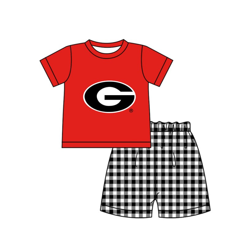 3.6 CUSTOM MOQ 5 Sibling Boys Baby Girls Red Checked Top Shorts Clothes Set Knee Length Dress Rompers