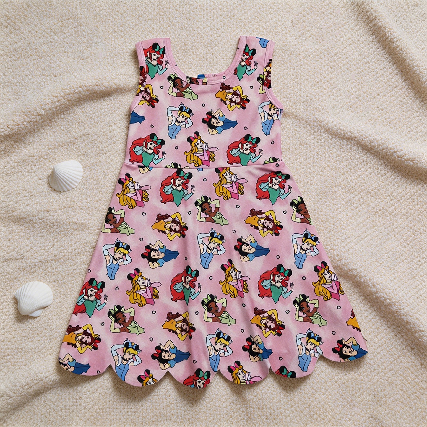 GSD2491  RTS NO MOQ （In stock ）Baby Girls Pink Sleeveless Shorts Yoga Knee Length Dresses