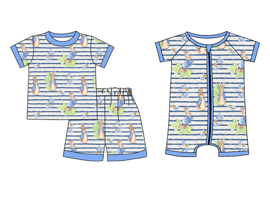 Baby Boys Easter Bunny Zipper Onesie and Short Sleeve Shorts Set Pre-Order