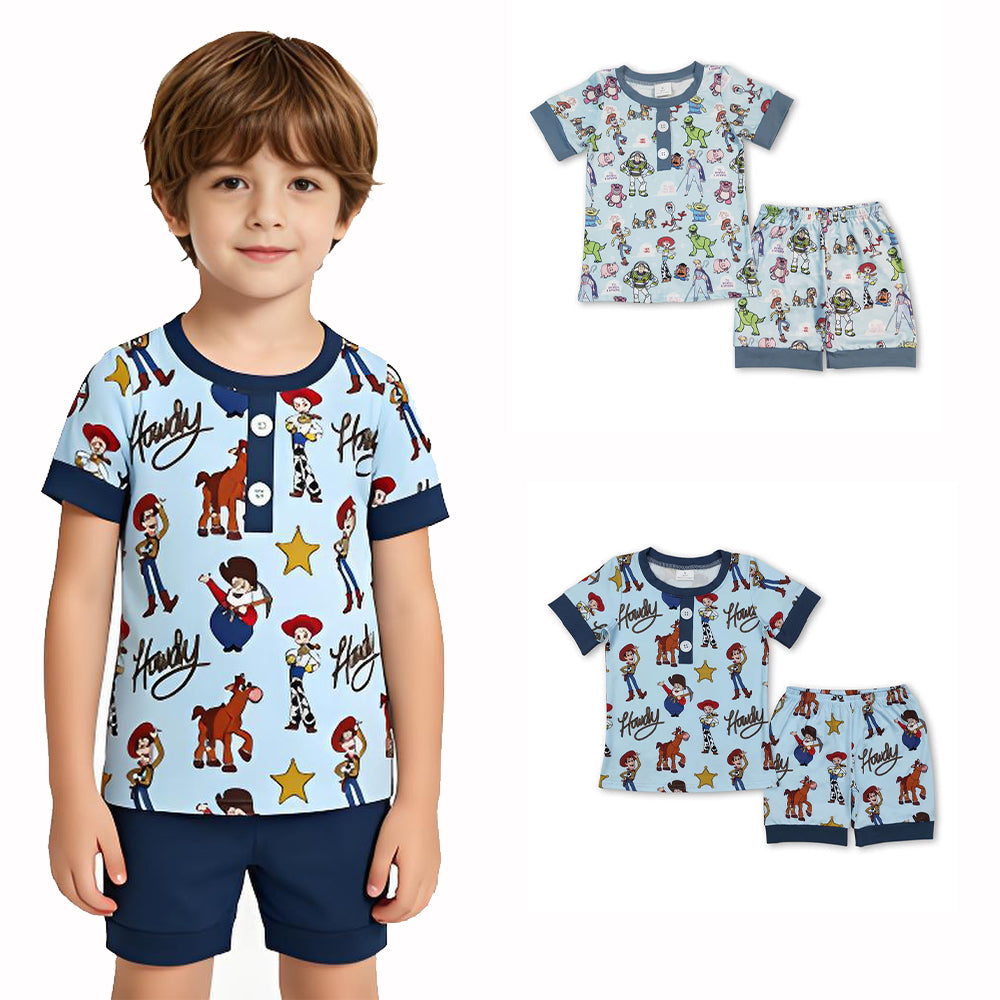 RTS Sibling Short sleeves pocket top shorts kids boys pajamas