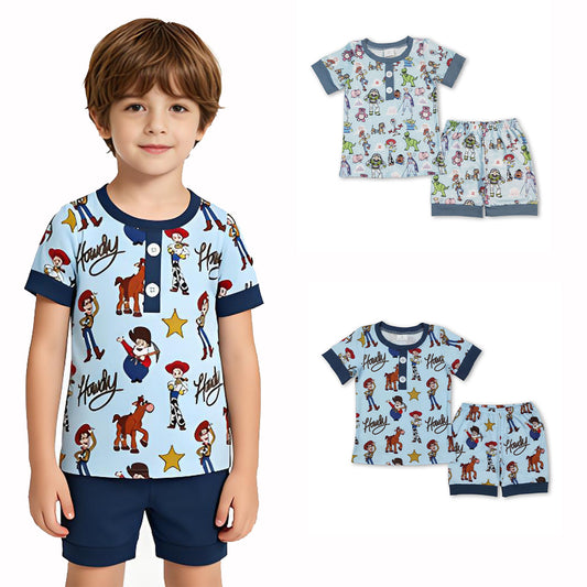 RTS Sibling Short sleeves pocket top shorts kids boys pajamas
