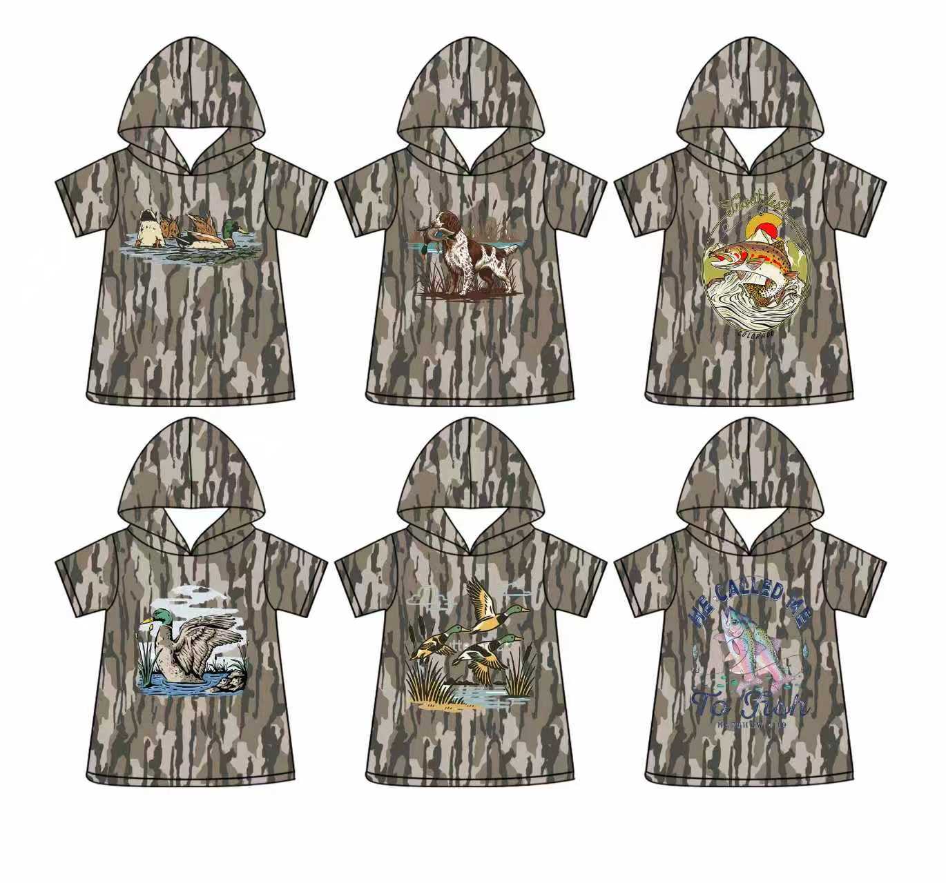 4.3 Pre order No Moq Baby Boys Short Sleeve Southern Olive Camo Ducks Hunting Hoodies Top