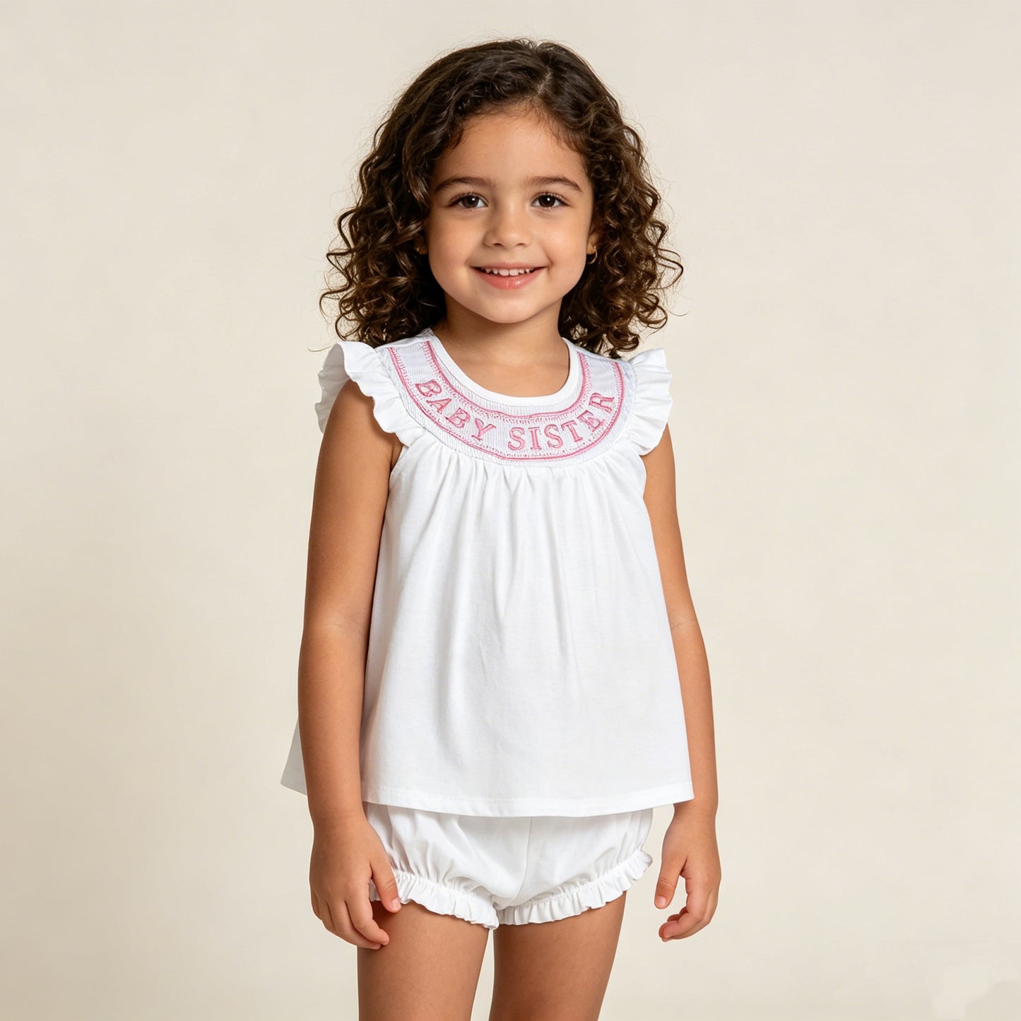 GBO0490 RTS NO MOQ （In stock ）Flutter sleeves baby sister tunic bummies girls outfits