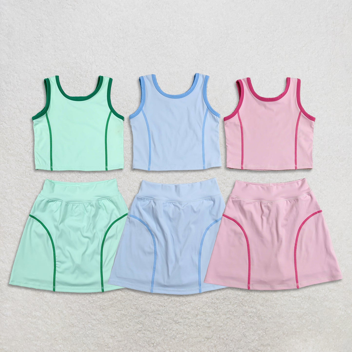 RTS Sibling Baby Girls  Sleeveless Vest Top Skirt Short Yoga Active Clothes