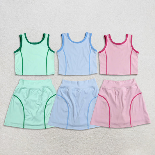 RTS Sibling Baby Girls  Sleeveless Vest Top Skirt Short Yoga Active Clothes