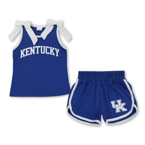 RTS NO MOQ Sibling Vinyl Baby Girls Team Graphic Top With White Bow Matching Shorts Team Clothes Set