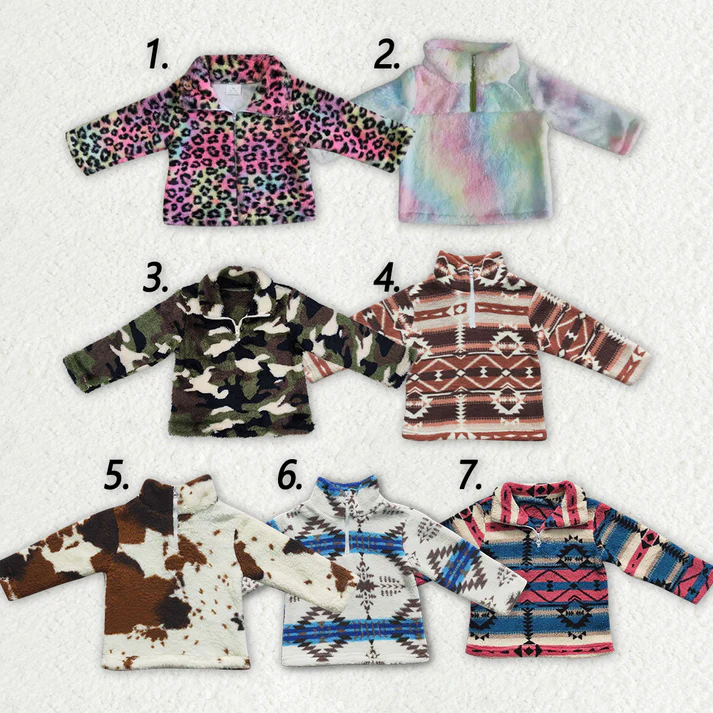 Baby Girls Plush Zipper Pullover Long Sleeve Jacket
