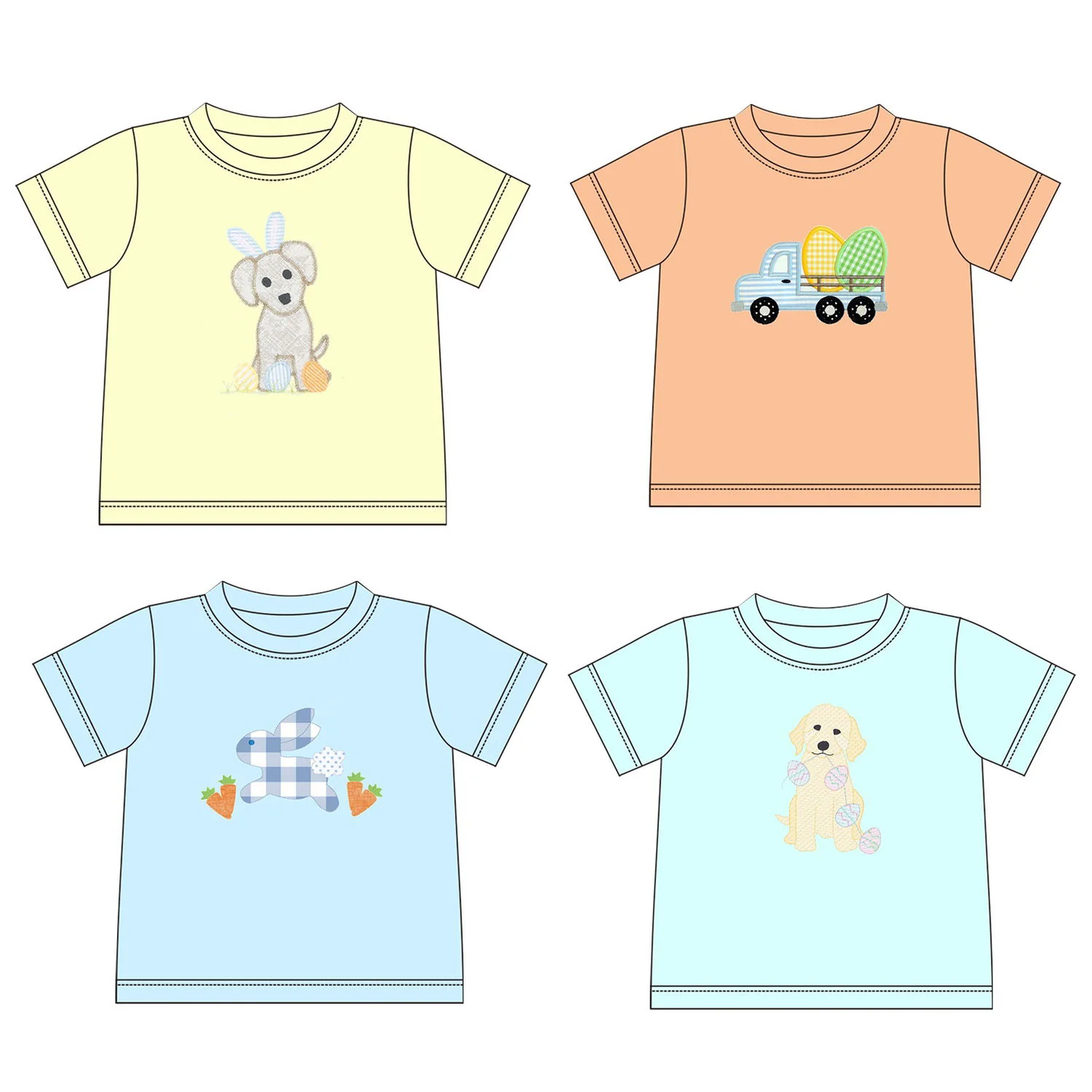 Short sleeves dog eggs baby boy Easter shirt