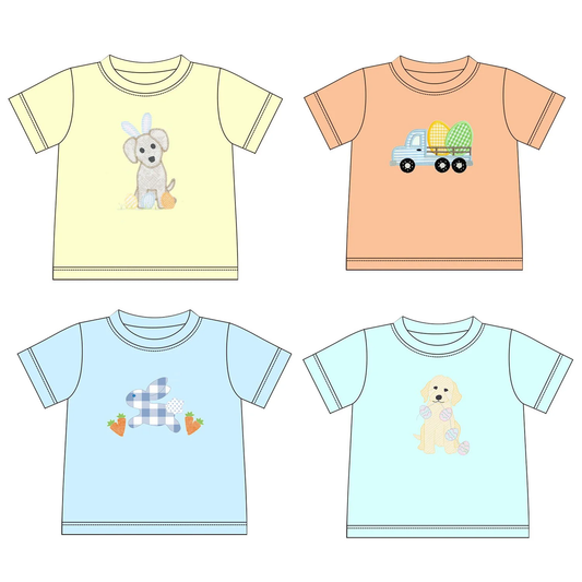 Short sleeves dog eggs baby boy Easter shirt