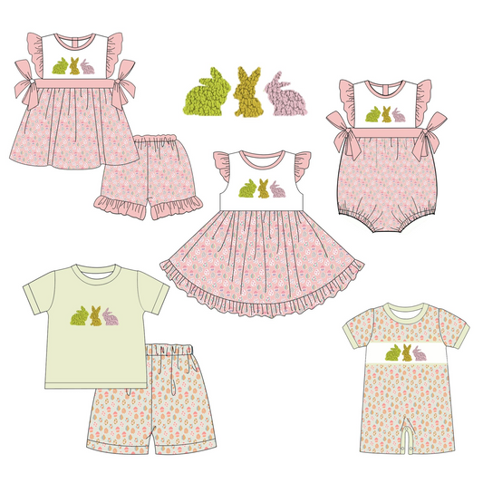 Baby Infant Boys and Girls  Easter Green Eggs Rabbits Rompers and Short sleeve suits and Dress mix size   preorder