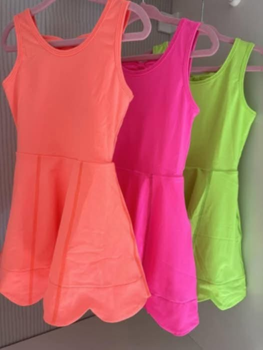 5.16  Pre order Kids Girls Sleeveless Lime Green Athletic Dresses - Comfortable Sportswear for Active Children