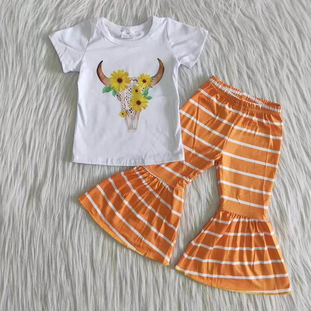 A13-3 Kids girls clothes short sleeve with pants set-promotion $5.5