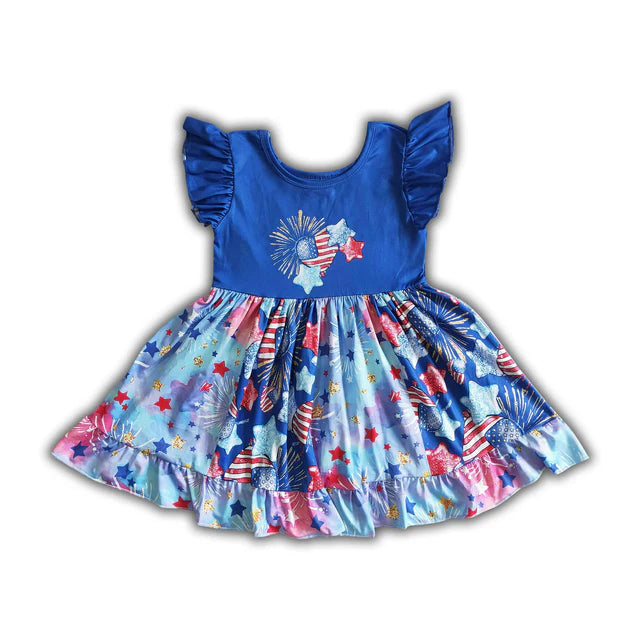RTS Sibling Flutter sleeves stripe girls 4th of july dress