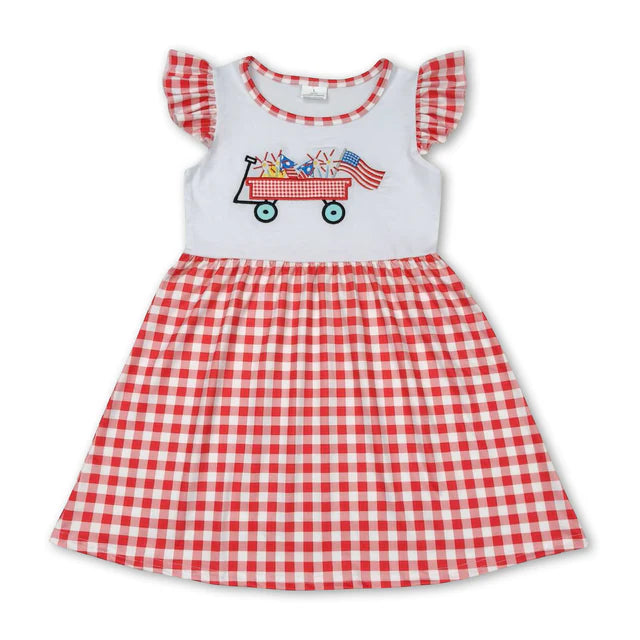 RTS Sibling Flutter sleeves stripe girls 4th of july dress