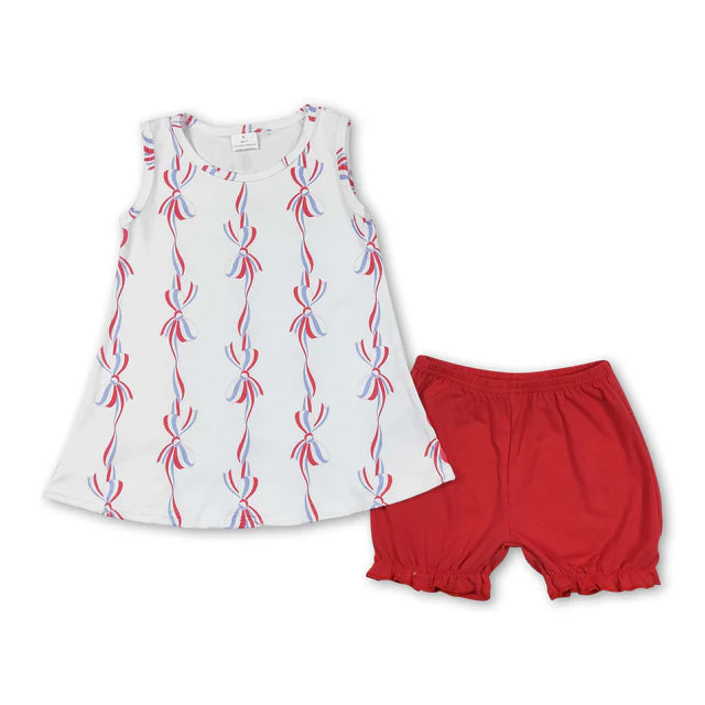 RTS Sibling Cute print baby girls 4th of july clothes