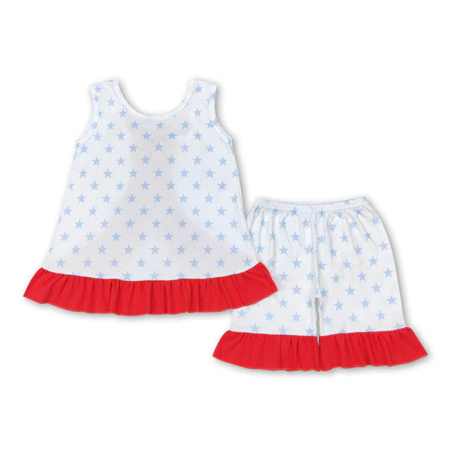 RTS Sibling Cute print baby girls 4th of july clothes
