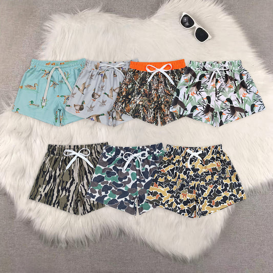 8.19 RTS Sibling Baby Boys Summer Swimsuits Olive camo kids boy summer swim trunks