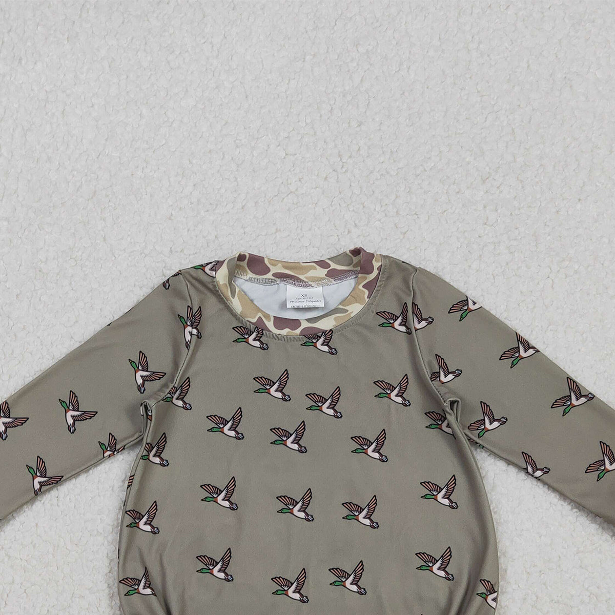 11.6 RTS NO MOQ （In stock）LR2302 Baby Boys Winter Rompers Baby Boys Long Sleeves Ducks Hunting Rompers