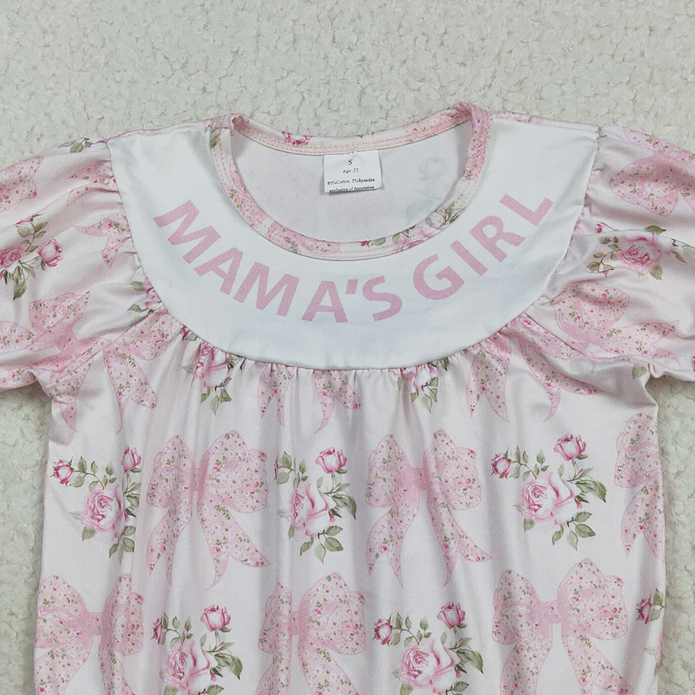 RTS NO MOQ （In stock）SR3087  Baby Girls Summer Rompers Baby Girls Pink Bows Flowers Mama's Girl Ruffle Rompers