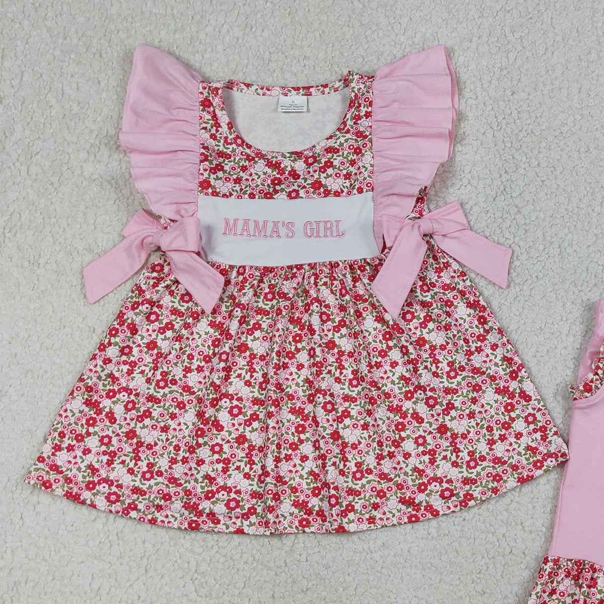 4.15 GSSO3131RTS NO MOQ （In stock ）Flutter sleeves floral mama's girl embroidery outfits