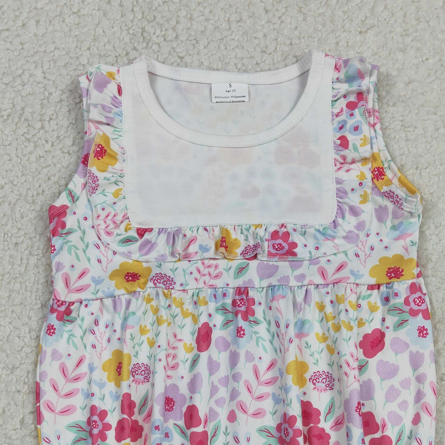 SR4021 RTS NO MOQ （In stock）Ruffle floral baby girls spring summer romper
