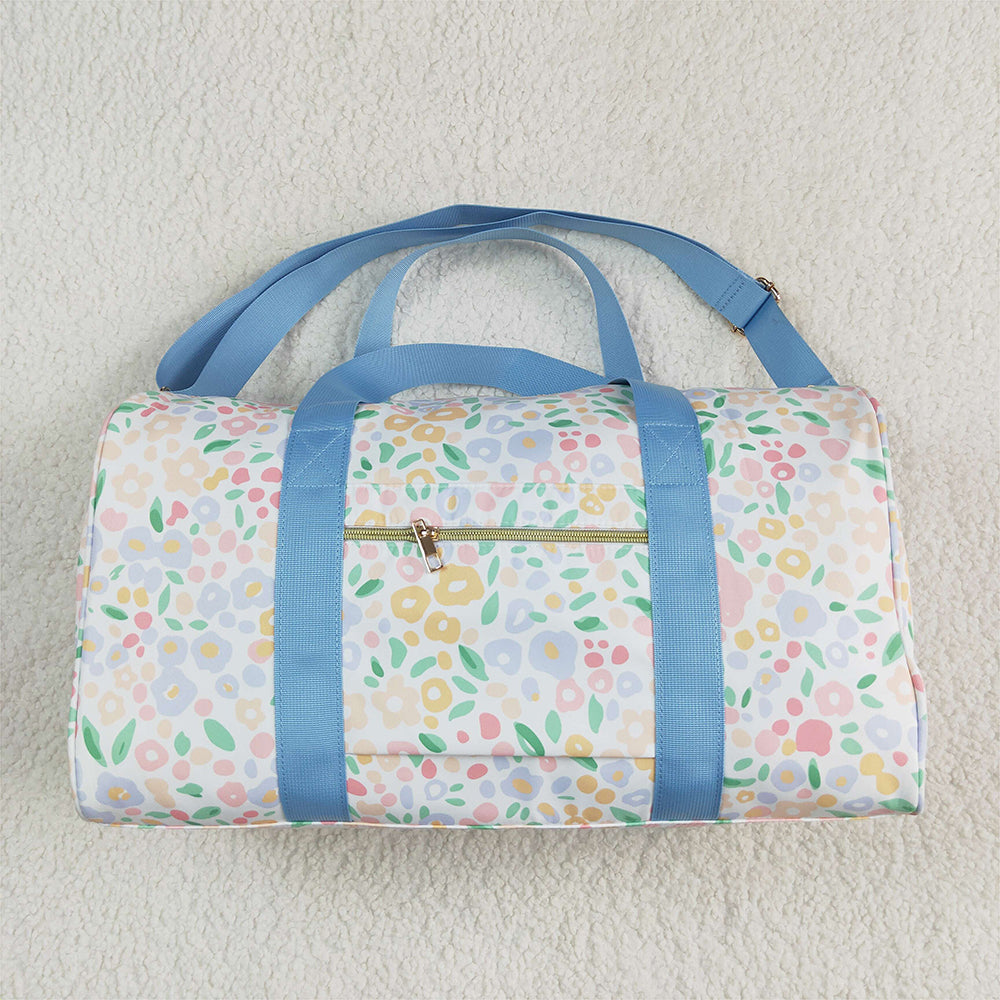 BA0292RTS NO MOQ Baby Bags Light Blue Floral Women Duffel Bag Ruffle Band Trendy Casual Large Capacity Shoulder Bag for Traveling