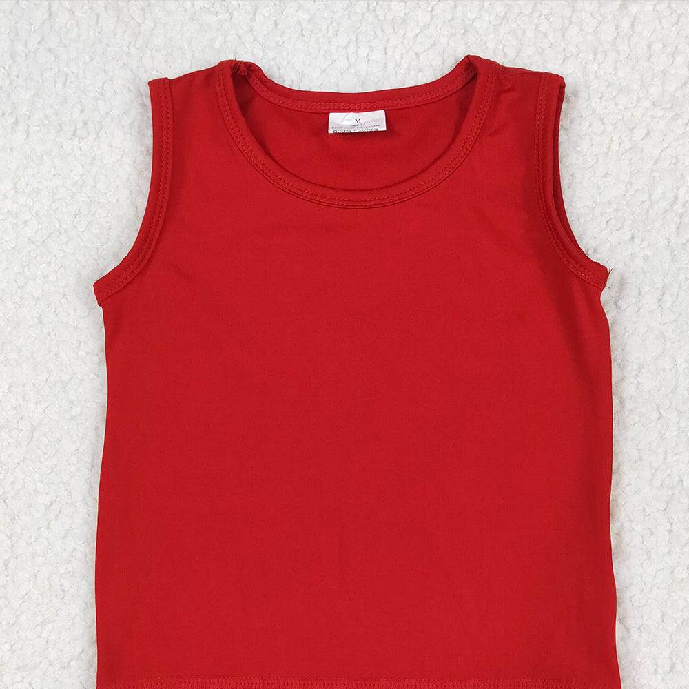 6.25  GT0981 RTS NO MOQ Baby Girls Summer Tops  Baby Girls Red Sleeveless Vests Top