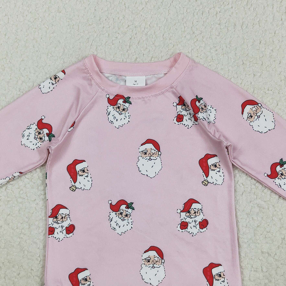 8.23 RTS NO MOQ （In stock）GT1111 Baby Girls Long Sleeve Tops Baby Girls Pink Santa Snowflake Christmas Tee Shirts Top