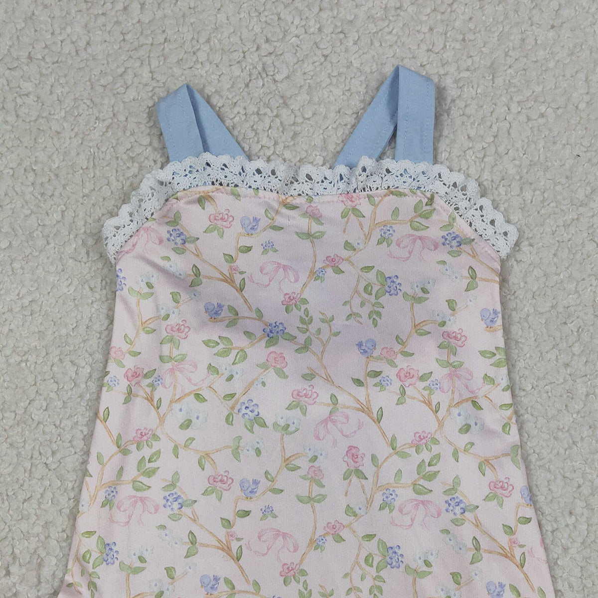4.14 SR3461 RTS NO MOQ （In stock）Straps lace ruffle floral baby girls summer romper