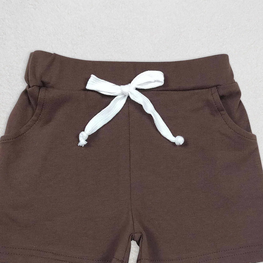 SS0134 RTS NO MOQ Baby Boys Summer Shorts Baby Boys Brown Pockets Shorts