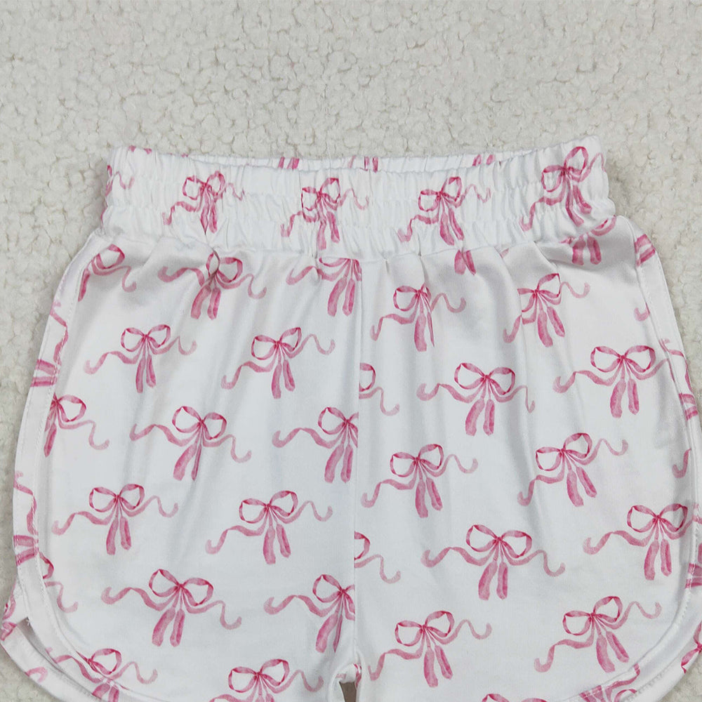SS0608 RTS NO MOQ Baby Girls Summer Shorts Baby Girls Pink Bows Summer Shorts Bottoms