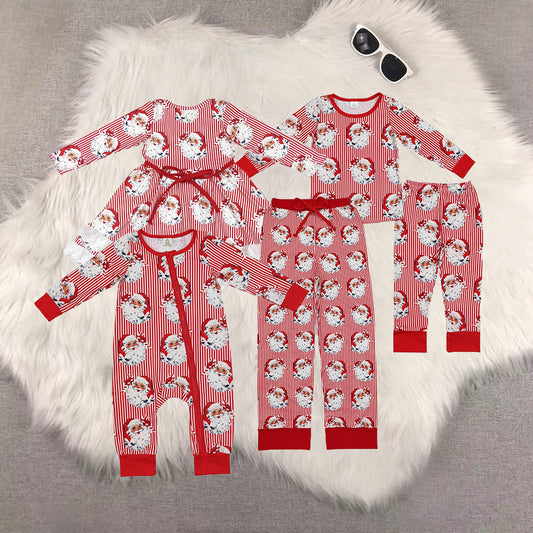 8.20 RTS Sibling Baby Stripe santa long sleeves kids boys girls Christmas pajamas