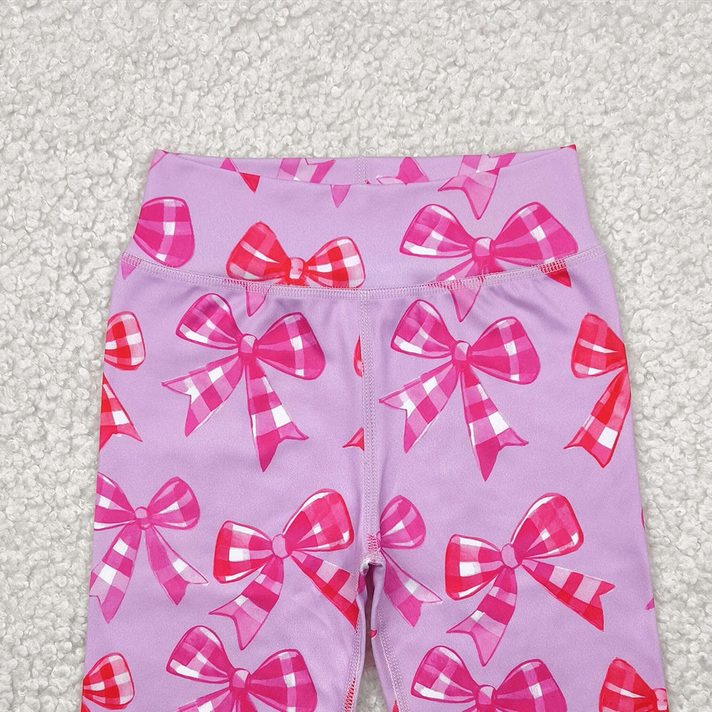 4.15 SS0540 RTS NO MOQ Baby Girls Yoga Shorts High waist pink plaid bow girls summer shorts