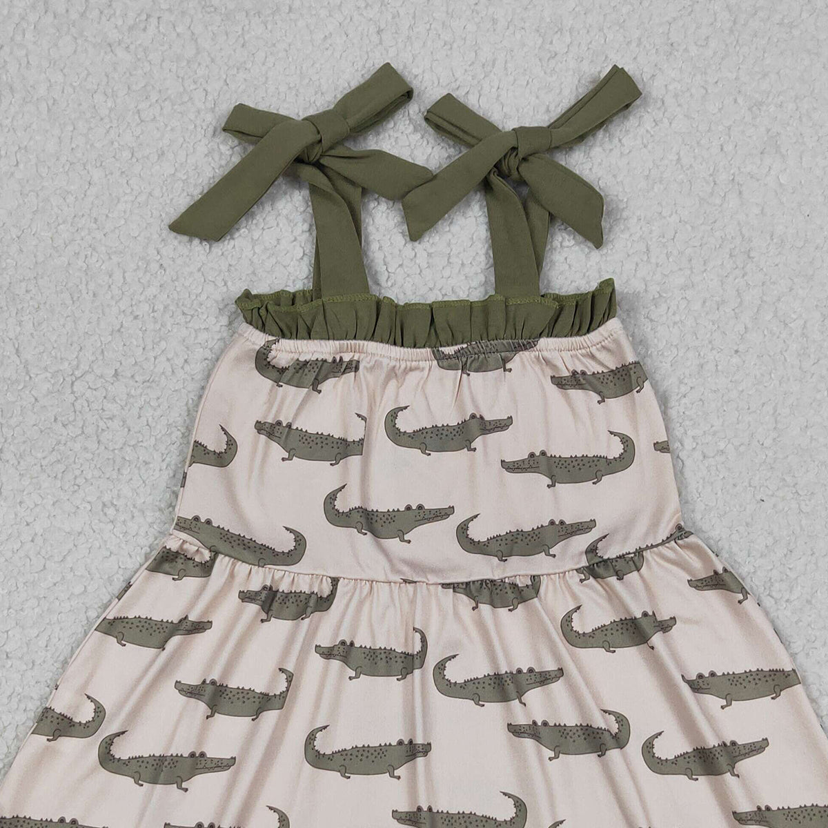 4.13 GSD1212 RTS NO MOQ （In stock）Straps crocodile ruffle girls summer dresses