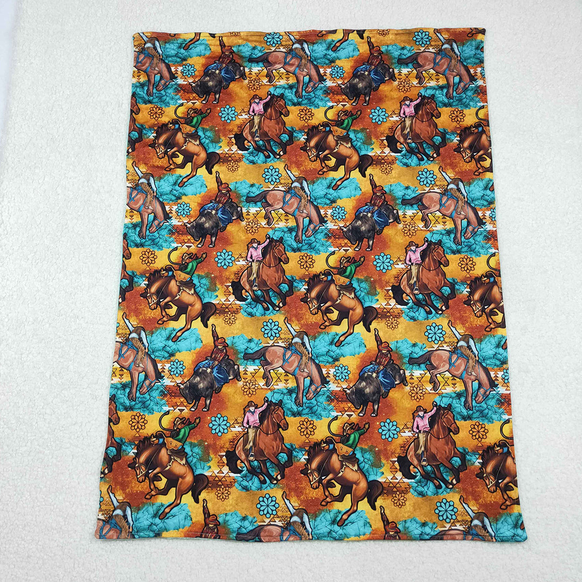 11.18 RTS NO MOQ （In stock）BL0163 Baby Toddler Children Western Horse Rodeos Minky Blankets