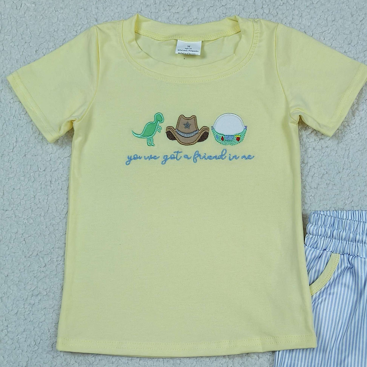 BSSO1968 RTS NO MOQ （In stock ）Embroidery top shorts kids boys summer outfits