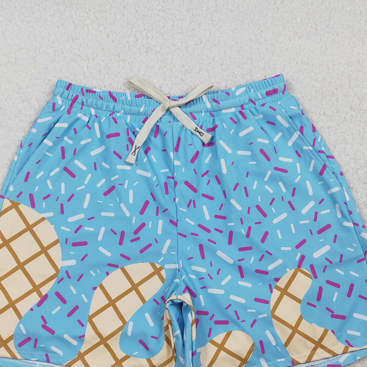 3.3 RTS NO MOQ （In stock）S0578 Adult Men Blue Drip Sprinkles Team Swimming Trunks Bottom