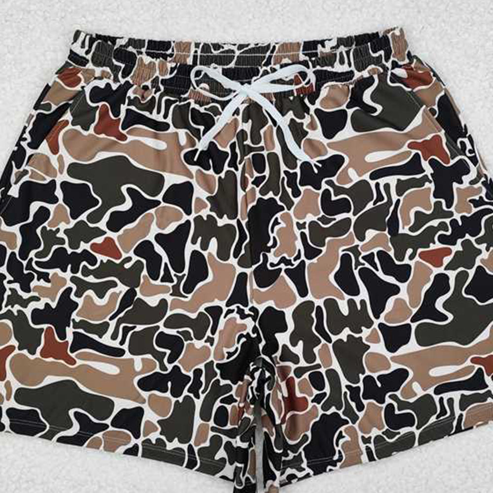 S0478 RTS NO MOQ Adult Men's Swimsuits Brown camo summer adult men swim trunks