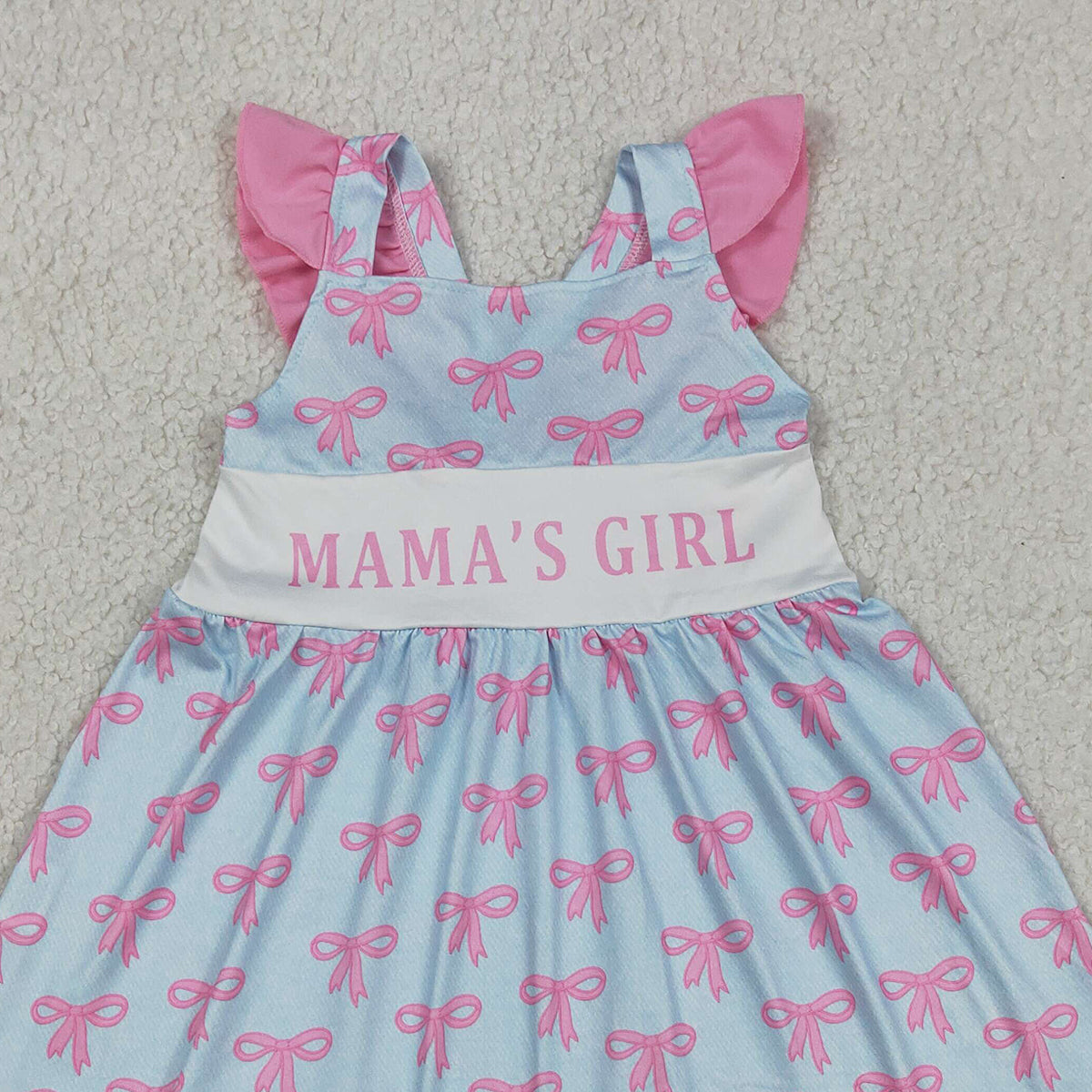 GSD2980 RTS NO MOQ （In stock）Flutter sleeves mama's girl bows kids ruffle dresses