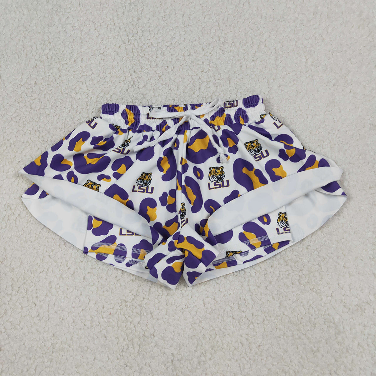 4.8 SS0821 RTS NO MOQ （In stock）Leopard kids girls team active yoga summer shorts