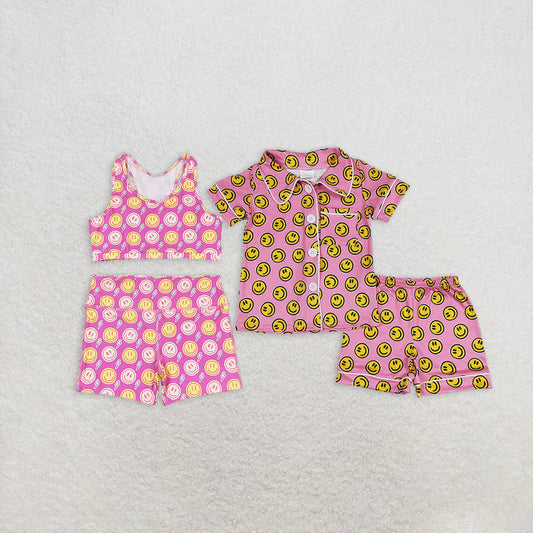 7.02 Sibling Sleeveless pink smile top shorts girls clothes