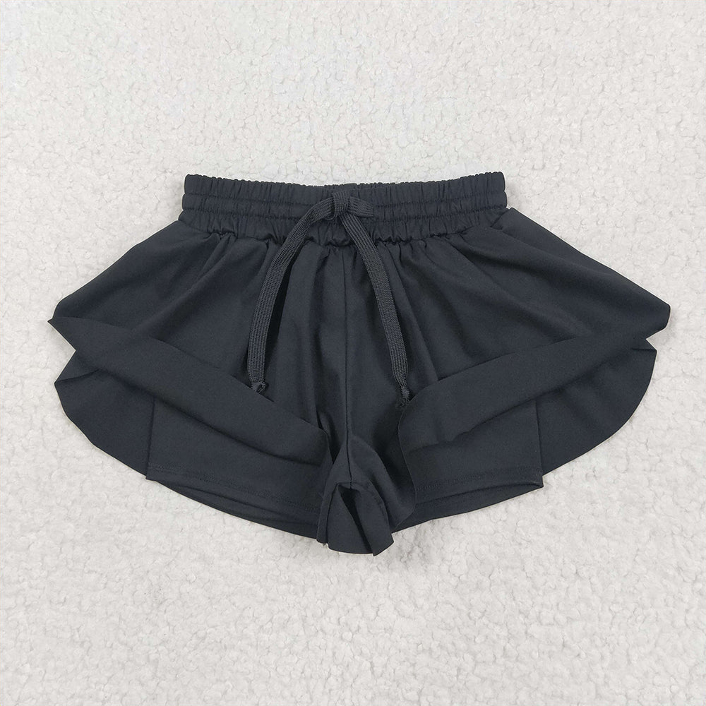 USA Shop (in stock)  SS0551RTS NO MOQ Baby Girls Summer Yoga Shorts Baby Girls Black Yoga Skort Shorts Bottoms